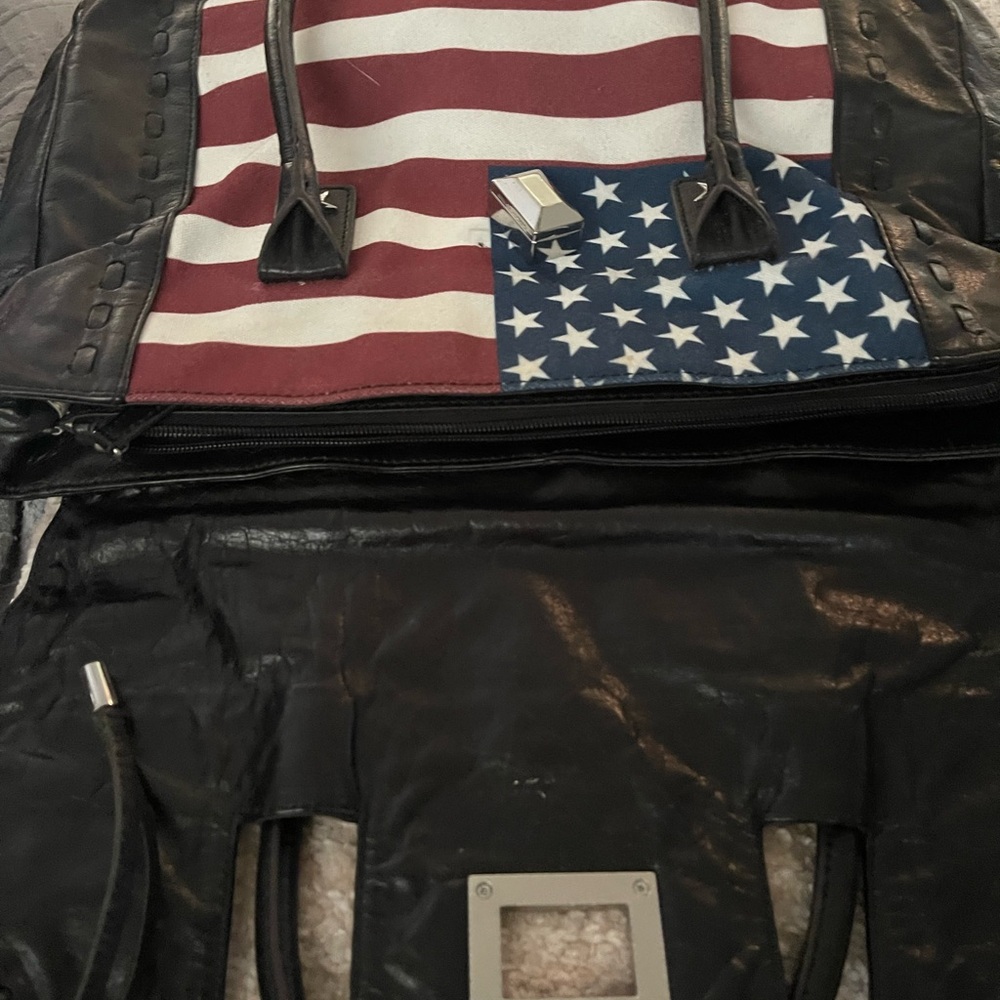 Aimee Kestenberg Black Leather Shoulder Bag with Flag Accent - Picture 12 of 13